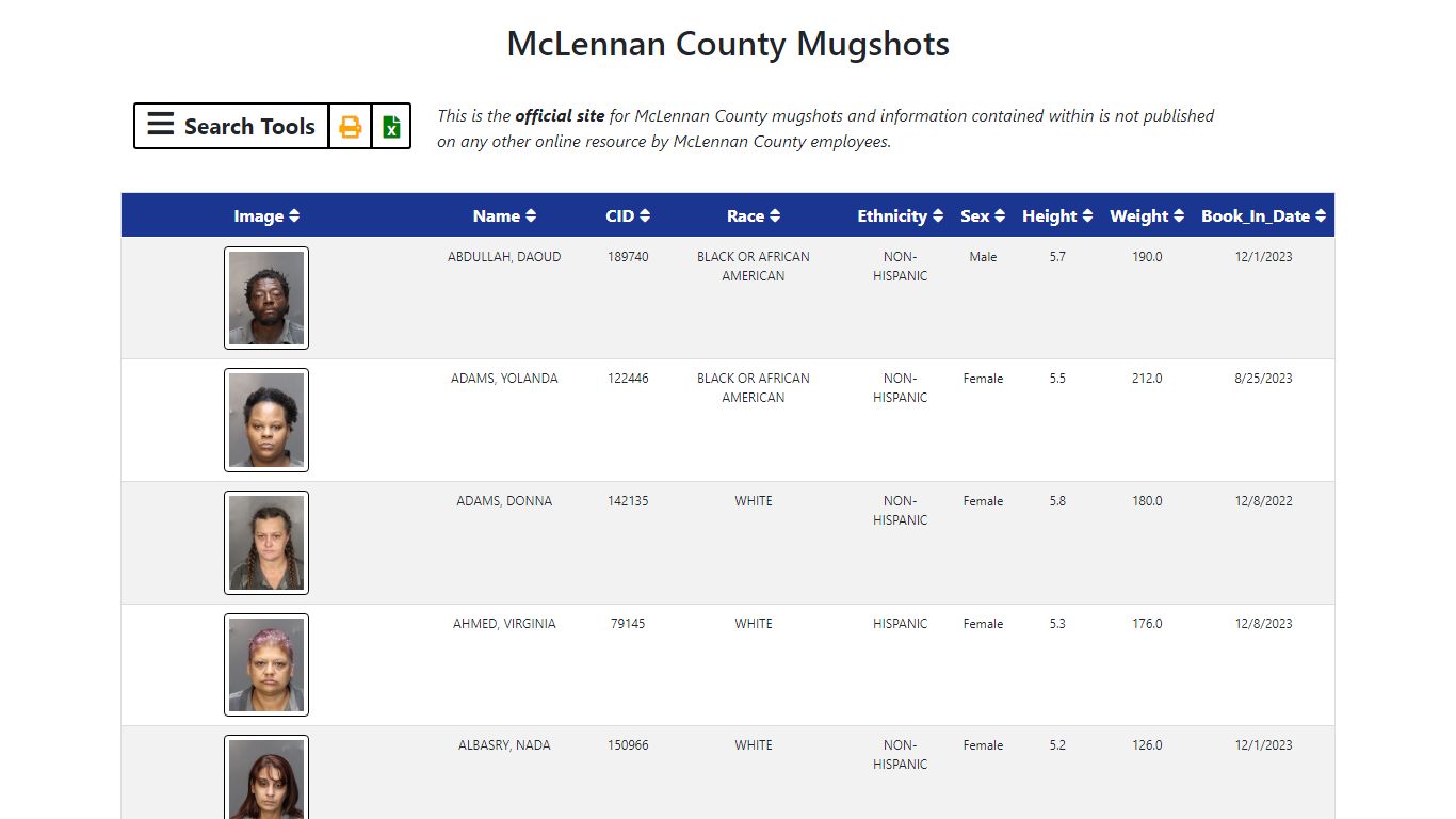 McLennan County Mugshots Application